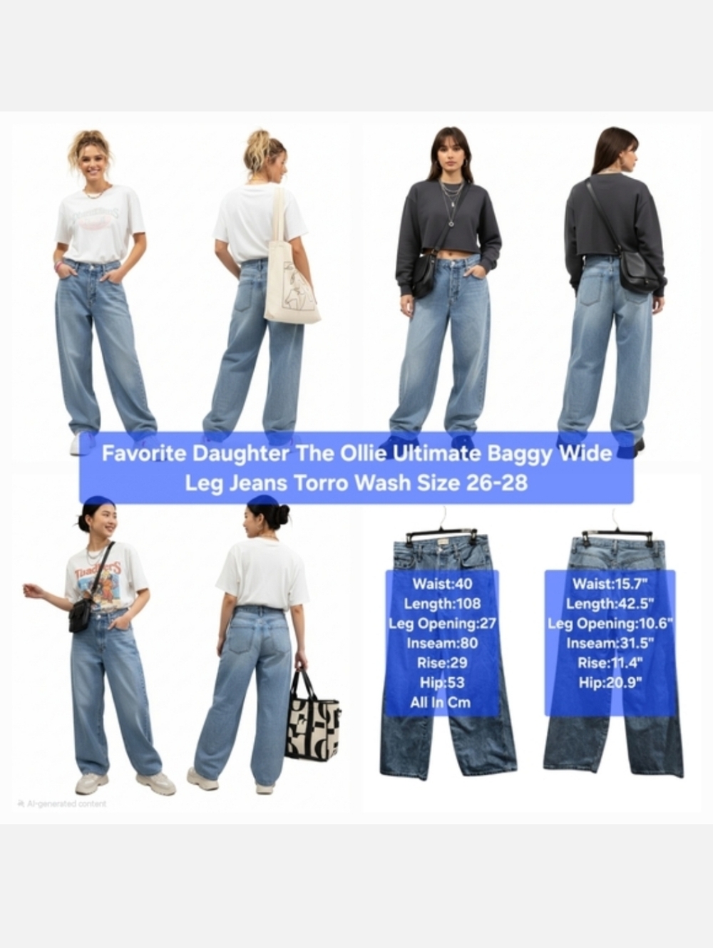 Favorite Daughter Ultimate Baggy Wide Leg Jeans Size 26-28